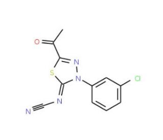 2-Acetyl-4-(3-chlorophenyl)-5-cyanimino-4,5-dihydro-1,3,4-thiadiazole - chemical structure image