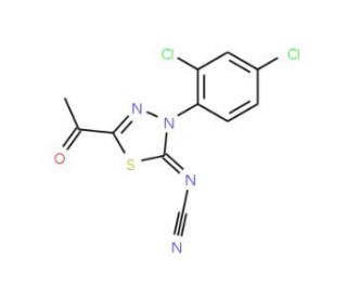 2-Acetyl-5-cyanimino-4-(2,4-dichlorophenyl)-4,5-dihydro-1,3,4-thiadiazole - chemical structure image