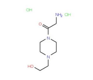 2-Amino-1-[4-(2-hydroxy-ethyl)-piperazin-1-yl]-ethanone dihydrochloride (CAS 717904-39-7) - chemical structure image