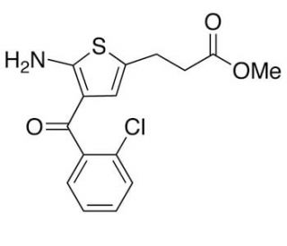 2-Amino-3-(2-chlorobenzoyl)-5-(2-carbomethoxyethyl)thiophene (CAS 100827-77-8) - chemical structure image