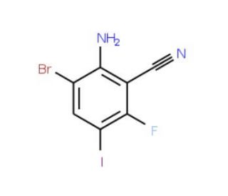 2-Amino-3-bromo-6-fluoro-5-iodobenzonitrile - chemical structure image