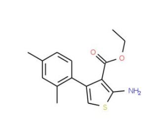 2-Amino-4-(2,4-dimethyl-phenyl)-thiophene-3-carboxylic acid ethyl ester (CAS 15854-10-1) - chemical structure image