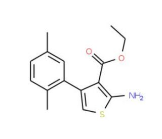 2-Amino-4-(2,5-dimethyl-phenyl)-thiophene-3-carboxylic acid ethyl ester (CAS 15854-09-8) - chemical structure image