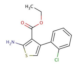2-Amino-4-(2-chloro-phenyl)-thiophene-3-carboxylic acid ethyl ester (CAS 325724-66-1) - chemical structure image