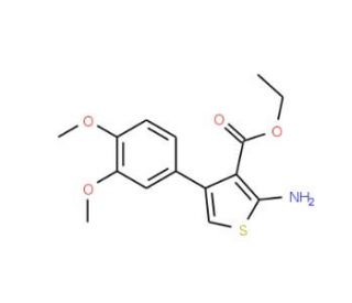 2-Amino-4-(3,4-dimethoxy-phenyl)-thiophene-3-carboxylic acid ethyl ester (CAS 15854-12-3) - chemical structure image