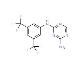 2-Amino-4-[3,5-bis(trifluoromethyl)phenyl]-amino-1,3,5-triazine (CAS 66088-50-4) - chemical structure image