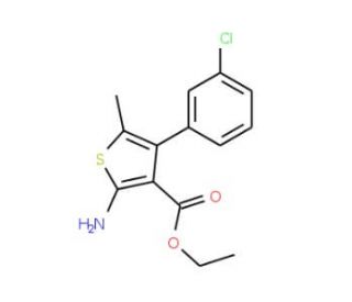 2-Amino-4-(3-chloro-phenyl)-5-methyl-thiophene-3-carboxylic acid ethyl ester (CAS 350989-54-7) - chemical structure image