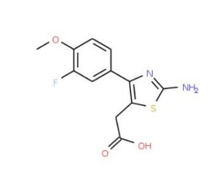 [2-Amino-4-(3-fluoro-4-methoxy-phenyl)-thiazol-5-yl]-acetic acid - chemical structure image