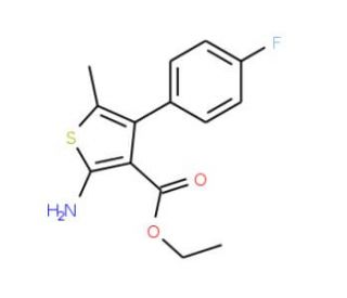 2-Amino-4-(4-fluoro-phenyl)-5-methyl-thiophene-3-carboxylic acid ethyl ester (CAS 350989-70-7) - chemical structure image