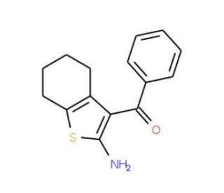 (2-Amino-4,5,6,7-tetrahydro-benzo[b]thiophen-3-yl)-phenyl-methanone (CAS 4651-72-3) - chemical structure image