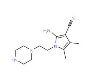 2-amino-4,5-dimethyl-1-(2-piperazin-1-ylethyl)-1H-pyrrole-3-carbonitrile - chemical structure image
