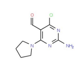 2-amino-4-chloro-6-pyrrolidin-1-ylpyrimidine-5-carbaldehyde - chemical structure image