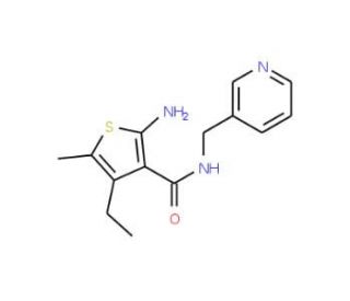 2-Amino-4-ethyl-5-methyl-N-(pyridin-3-ylmethyl)-thiophene-3-carboxamide - chemical structure image