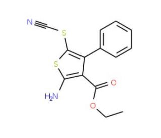 2-Amino-4-phenyl-5-thiocyanato-thiophene-3-carboxylic acid ethyl ester - chemical structure image