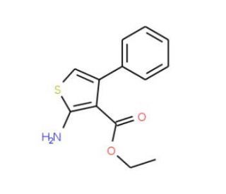 2-Amino-4-phenyl-thiophene-3-carboxylic acid ethyl ester (CAS 4815-36-5) - chemical structure image