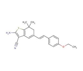2-Amino-5-[2-(4-ethoxy-phenyl)-vinyl]-7,7-dimethyl-6,7-dihydro-benzo[b]thiophene-3-carbonitrile - chemical structure image