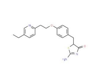2-Amino-5-{4-[2-(5-ethyl-pyridin-2-yl)-ethoxy]-benzyl}-thiazol-4-one (CAS 105355-26-8) - chemical structure image