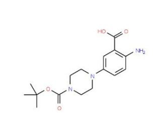 2-Amino-5-[4-(tert-butoxycarbonyl)piperazino]-benzenecarboxylic acid - chemical structure image