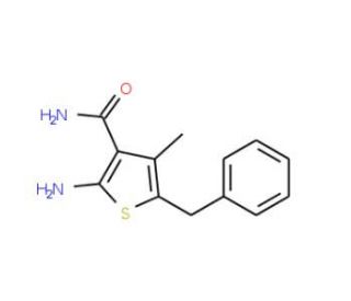 2-Amino-5-benzyl-4-methyl-3-thiophenecarboxamide (CAS 57243-81-9) - chemical structure image