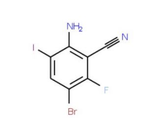 2-Amino-5-bromo-6-fluoro-3-iodobenzonitrile - chemical structure image