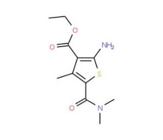 2-Amino-5-dimethylcarbamoyl-4-methyl-thiophene-3-carboxylic acid ethyl ester (CAS 217962-82-8) - chemical structure image