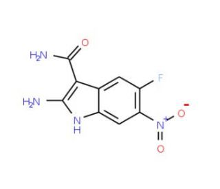 2-amino-5-fluoro-6-nitro-1H-indole-3-carboxamide - chemical structure image