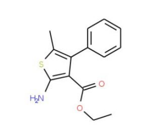 2-Amino-5-methyl-4-phenyl-thiophene-3-carboxylic acid ethyl ester (CAS 4815-37-6) - chemical structure image