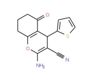 2-Amino-5-oxo-4-(2-thienyl)-5,6,7,8-tetrahydro-4H-chromene-3-carbonitrile - chemical structure image