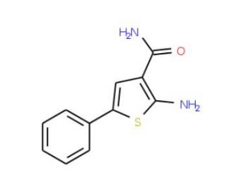 2-Amino-5-phenyl-thiophene-3-carboxylic acid amide (CAS 4815-35-4) - chemical structure image