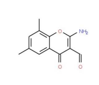 2-Amino-6,8-dimethyl-4-oxo-4H-chromene-3-carbaldehyde - chemical structure image