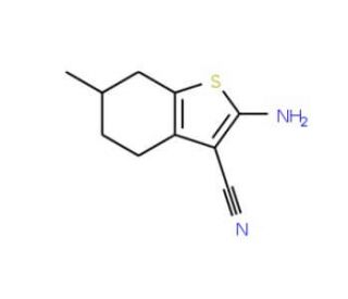 2-Amino-6-methyl-4,5,6,7-tetrahydro-benzo[b]thiophene-3-carbonitrile (CAS 42225-04-7) - chemical structure image