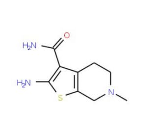2-Amino-6-methyl-4,5,6,7-tetrahydro-thieno[2,3-c]-pyridine-3-carboxylic acid amide (CAS 24248-69-9) - chemical structure imag