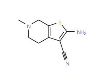 2-amino-6-methyl-4H,5H,6H,7H-thieno[2,3-c]pyridine-3-carbonitrile (CAS 37578-06-6) - chemical structure image