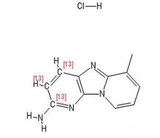 2-Amino-6-methyldipyrido[1,2-a:3&prime;,2&prime;-d]imidazole-13C3 hydrochloride (CAS 210049-10-8 (unlabeled)) - chemical structure image