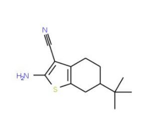 2-amino-6-tert-butyl-4,5,6,7-tetrahydro-1-benzothiophene-3-carbonitrile (CAS 42159-76-2) - chemical structure image
