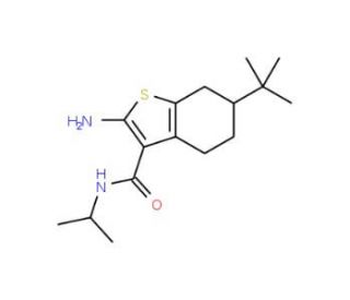 2-Amino-6-tert-butyl-N-isopropyl-4,5,6,7-tetrahydro-1-benzothiophene-3-carboxamide - chemical structure image