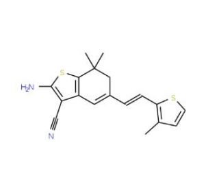 2-Amino-7,7-dimethyl-5-[2-(3-methyl-thiophen-2-yl)-vinyl]-6,7-dihydro-benzo[b]thiophene-3-carbonitrile - chemical structure i