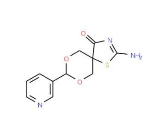 2-Amino-8-pyridin-3-yl-7,9-dioxa-1-thia-3-aza-spiro[4.5]dec-2-en-4-one (CAS 312608-26-7) - chemical structure image