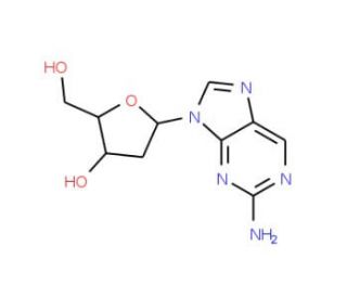 2-Amino-9-(2&prime;-deoxy-b-D-ribofuranosyl)purine (CAS 3616-24-8) - chemical structure image