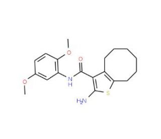 2-Amino-N-(2,5-dimethoxyphenyl)-4,5,6,7,8,9-hexahydrocycloocta[b]thiophene-3-carboxamide - chemical structure image