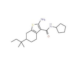 2-Amino-N-cyclopentyl-6-tert-pentyl-4,5,6,7-tetrahydrobenzo[b]thiophene-3-carboxamide - chemical structure image