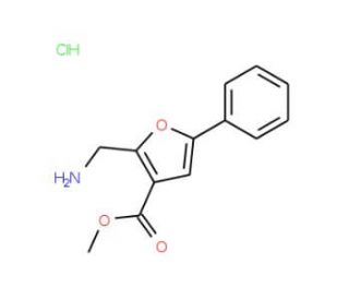 2-Aminomethyl-5-phenyl-furan-3-carboxylic acid methyl ester hydrochloride (CAS 435342-15-7) - chemical structure image