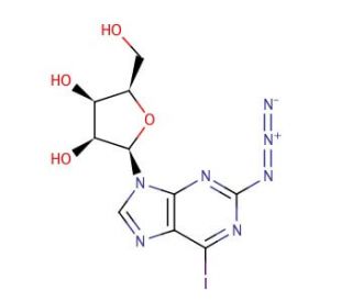 2-Azido-6-iodo-9H-purine-&beta;-D-ribofuranoside - chemical structure image