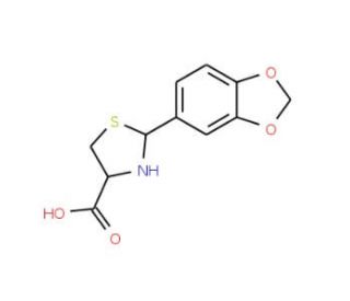 2-Benzo[d]1,3-dioxolen-5-yl-1,3-thiazolidine-4-carboxylic acid (CAS 72678-96-7) - chemical structure image