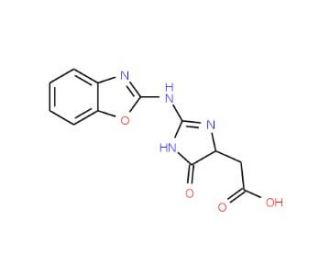 [2-(Benzooxazol-2-ylamino)-5-oxo-4,5-dihydro-3H-imidazol-4-yl]-acetic acid - chemical structure image