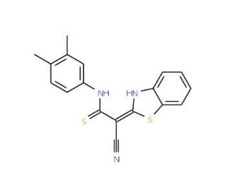 2-Benzothiazol-2-yl-3-(3,4-dimethyl-phenylamino)-3-mercapto-acrylonitrile - chemical structure image