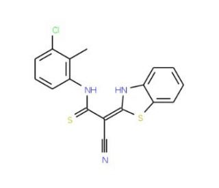 2-Benzothiazol-2-yl-3-(3-chloro-2-methyl-phenylamino)-3-mercapto-acrylonitrile - chemical structure image