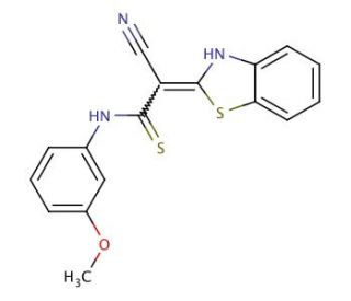 2-Benzothiazol-2-yl-3-mercapto-3-(3-methoxy-phenylamino)-acrylonitrile - chemical structure image