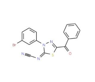 2-Benzoyl-4-(3-bromophenyl)-5-cyanimino-4,5-dihydro-1,3,4-thiadiazole - chemical structure image