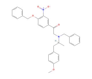 2-(Benzyl(1-(4-methoxyphenyl)propan-2-yl)amino)-1-(4-(benzyloxy)-3-nitrophenyl)ethanone (CAS 43229-66-9) - chemical structure